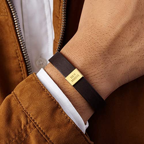 Pulsera de Cuero Personalizada – Grabado con Fecha o Mensaje